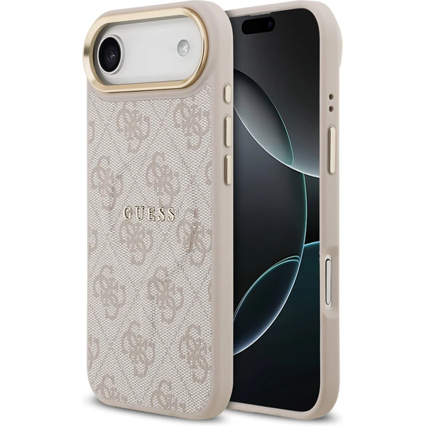 Guess PU Leather 4G Gold Frame MagSafe kryt iPhone Air ružový - Puzdra - Hlavný obrázok