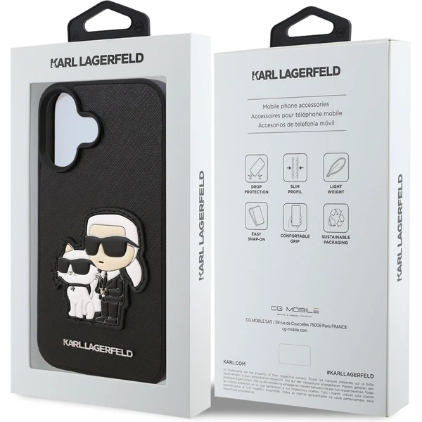 Karl Lagerfeld PU Saffiano Karl and Choupette kryt pre iPhone 16 Plus čierny - Puzdra - Obrázok a33f4263e8664e8e80a8c3dfe866b5ce