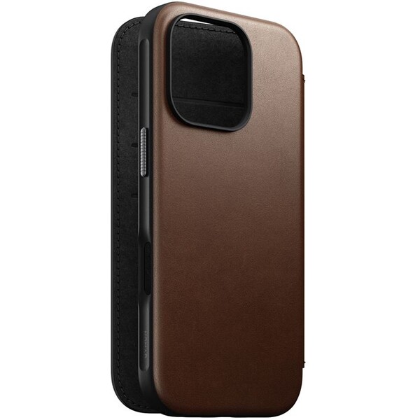 Nomad Modern Leather Folio MagSafe púzdro iPhone 16 Pro hnedé