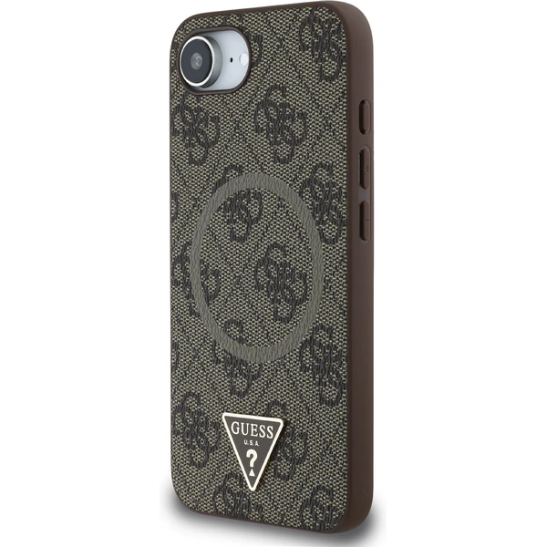 Guess PU 4G Strass Trojuholníkový kovový logo kryt iPhone 17e/16e hnedý - Puzdra - Obrázok a3e6dc44d09f4c7fa4c9094d596666f5