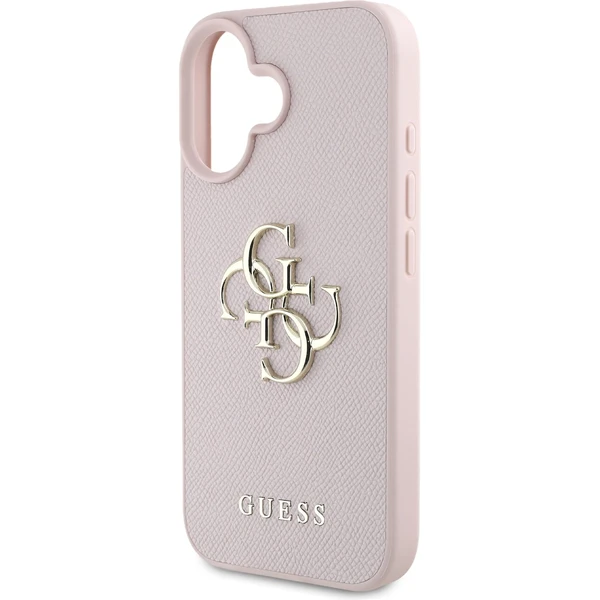Guess PU Grained 4G Metal Logo kryt iPhone 16 ružový - Puzdra - Obrázok a3f16c4204bf42658f377d838c4d1412