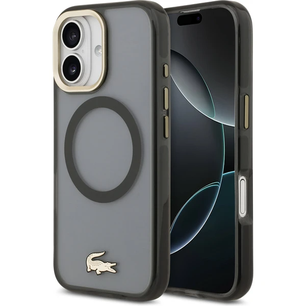 Lacoste PC/TPU Frosted Finish Gold Logo MagSafe kryt iPhone 17 čierny - Puzdra - Hlavný obrázok