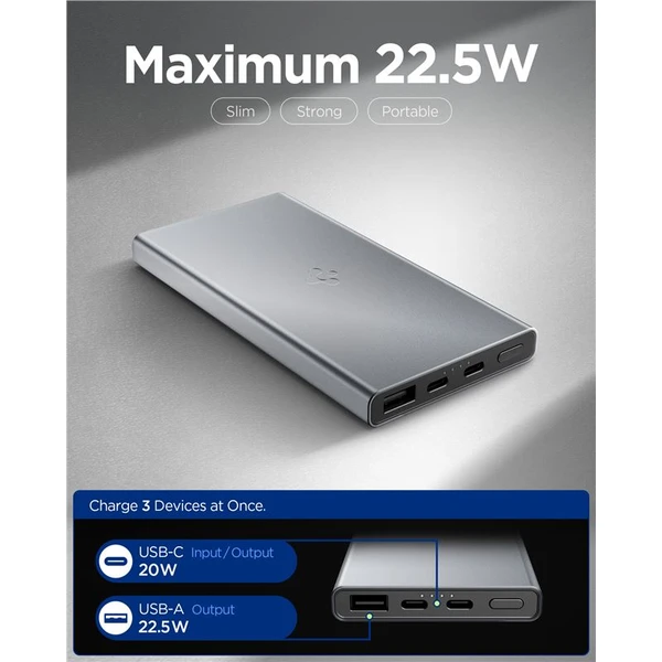 Spigen Essential powerbanka 10000mAh (22.5W) sivá (EA2210) - Powerbanky - Obrázok a437b01b982a482193ad33929dac82a3