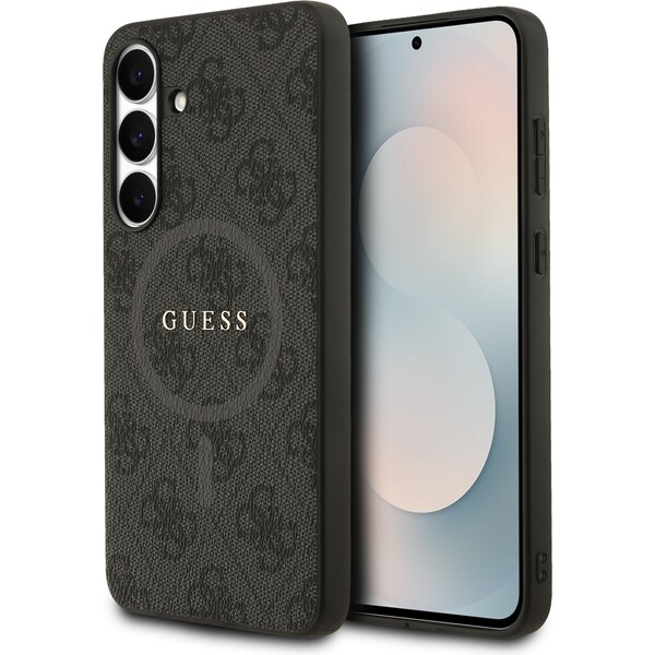 E-shop Guess PU Leather 4G Colored Ring MagSafe Zadný Kryt pre Samsung Galaxy S25 FE čierny