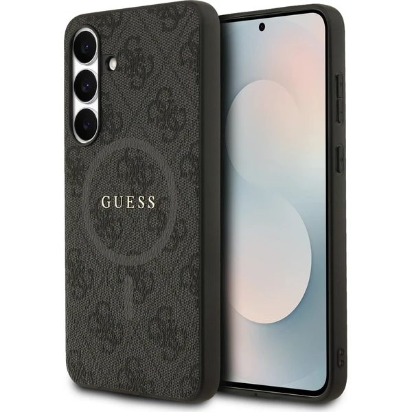Guess PU Leather 4G Colored Ring MagSafe Zadný Kryt pre Samsung Galaxy S25 FE čierny - Puzdra - Hlavný obrázok