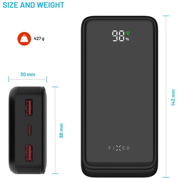 FIXED Zen2 20 powerbanka s LCD displejom a PD 20W, 20 000 mAh, čierna - Powerbanky - Obrázok a49f74cda31b479c8693c2f1aad4150a