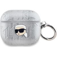 Karl Lagerfeld PU Embossed Karl Head puzdro AirPods 3 strieborné - Puzdra