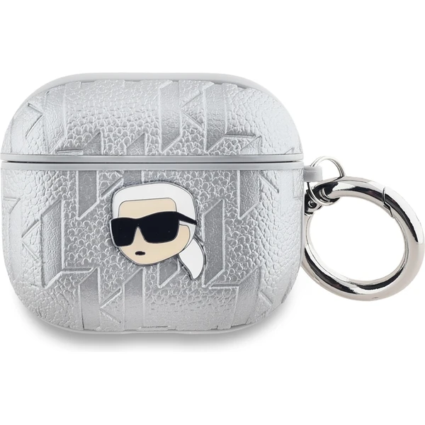 Karl Lagerfeld PU Embossed Karl Head puzdro AirPods 3 strieborné - Puzdra - Hlavný obrázok