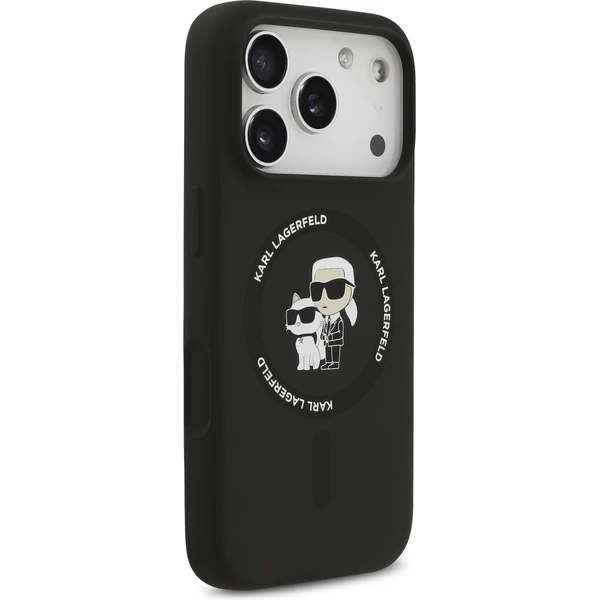 Karl Lagerfeld Liquid Silicone Karl a Choupette MagSafe kryt iPhone 17 Pro čierny - Puzdra - Obrázok a4ae175e18224bb48295147ae580d229