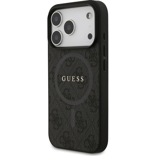 Guess PU Leather 4G Colored Ring MagSafe Zadný Kryt pre iPhone 17 Pro čierny - Puzdra - Obrázok a4f8ca9ab58f4850b3cad654fee8e091