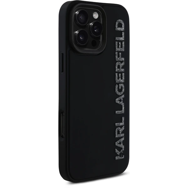 Karl Lagerfeld 3D Rubber Glitter Logo kryt iPhone 16 Pro Max čierny - Puzdra - Obrázok a50a12b20f7f460d8e08dea35351a89f