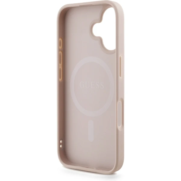 Guess PU Leather 4G Colored Ring Strap MagSafe kryt iPhone 16 ružový - Puzdra - Obrázok a519e59e52f5458cad5878580bd28a0c