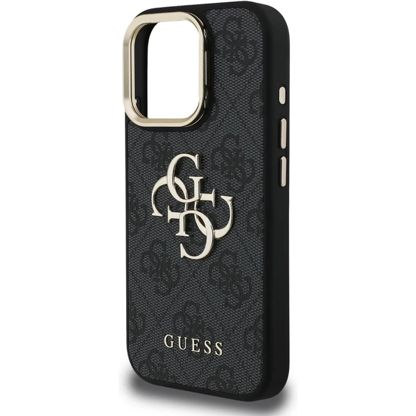 Guess PU 4G Metal Logo Stand Camera Frame kryt iPhone 15 Pro Max čierny - Puzdra - Obrázok a5201e66d054432bb8d2d77a6a3b1b7f