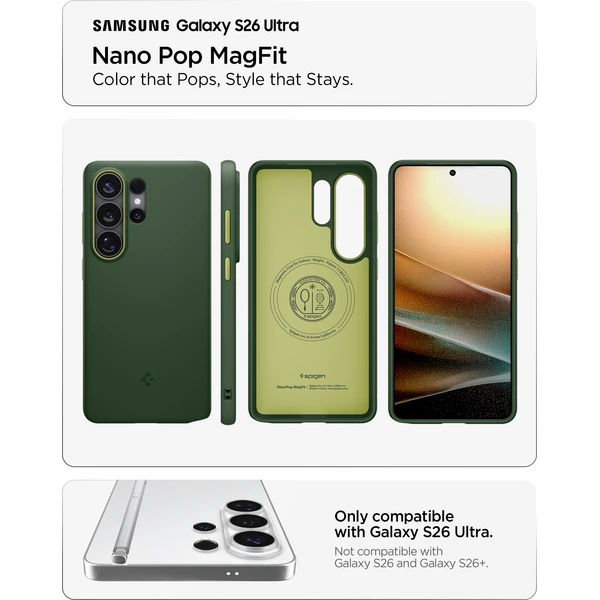 Spigen Nano Pop MagSafe kryt Samsung Galaxy S26 Ultra zelený - Puzdra - Obrázok a5442a59c9c54ffdad65276e18c0f6bc