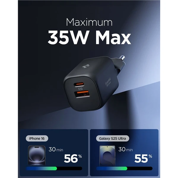 Spigen Essential EE352EU (35W) USB-C/USB-A nabíjačka čierna - Nabíjačky - Obrázok a5753b92d75c45b0b0f224379ae5db4f