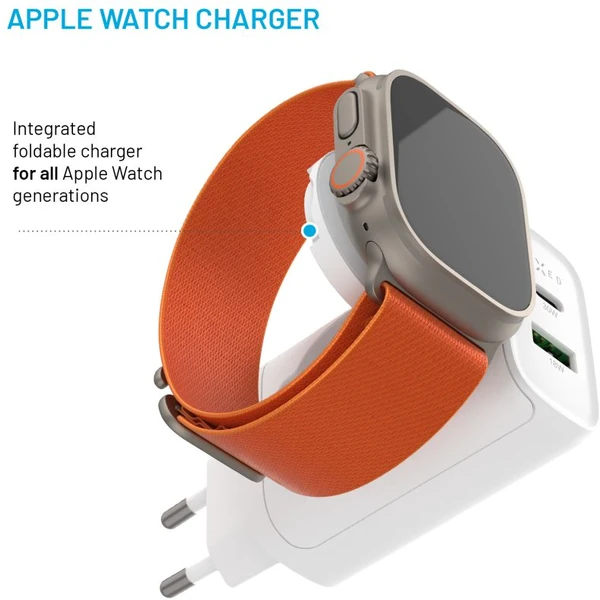 FIXED Power Socket GaN nabíjačka USB-A/USB-C a nabíjačkou pre Apple Watch biela - Nabíjačky - Obrázok a593f35f4ec2489b92804b480d018be8