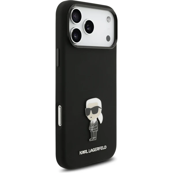 Karl Lagerfeld Liquid Silicone Metal Ikonik kryt iPhone 17 Pro Max čierny - Puzdra - Obrázok a5bac4c334604058a08df43eba769cda