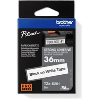 Brother Tze-S261 páska čierna na bielom 36 mm extra lepidlo - Pásky pre štítkovače