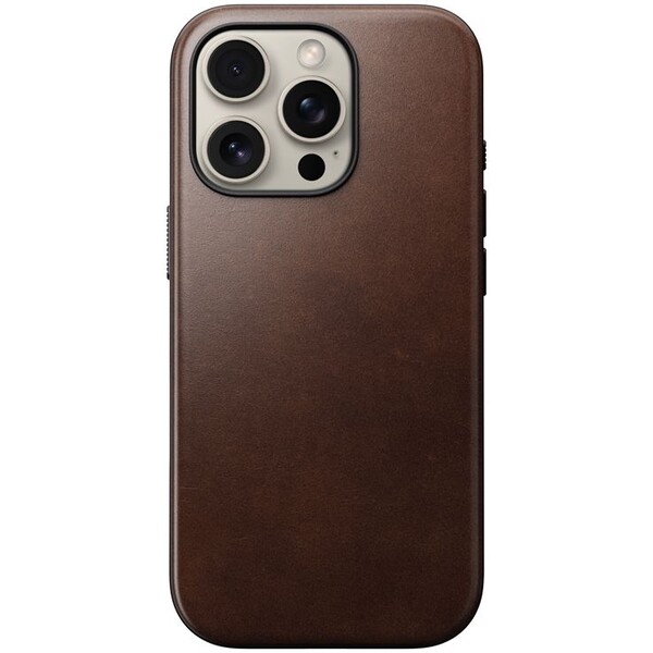 Nomad Modern Leather Case MagSafe kryt iPhone 16 Pre tmavo hnedý (Horween koža)