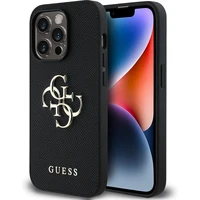 Guess PU Grained 4G Metal Logo kryt iPhone 14 Pre čierny - Puzdra