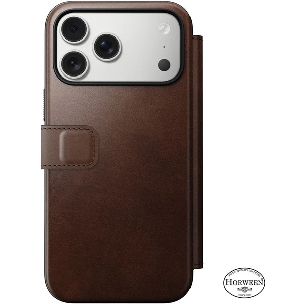 Nomad Modern Leather Folio (Horween) MagSafe kožené púzdro iPhone 17 Pro Max Rustic Brown - Puzdra - Obrázok a6ccefa5fbe24072b69bb8871df85e93