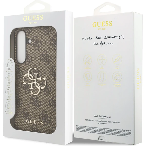 Guess PU 4G Metal Logo Zadný Kryt pre Samsung Galaxy S25 FE hnedý - Puzdra - Obrázok a6e50ce43e3941d0a0846eee9005f1bf