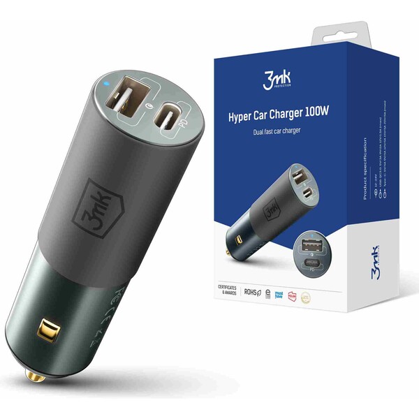 3mk Hyper Car Charger 100W nabíjačka do auta, USB-A/USB-C (PD)