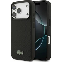 Lacoste PVC Iconic Petit Pique Metal Logo MagSafe kryt iPhone 18 Pro čierny - Puzdra