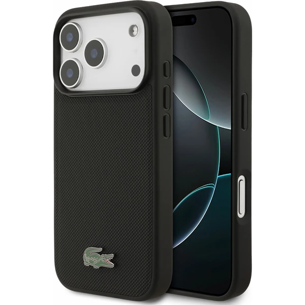 Lacoste PVC Iconic Petit Pique Metal Logo MagSafe Zadný kryt pre iPhone 18 Pro Black - Puzdra - Hlavný obrázok