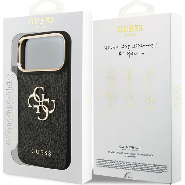 Guess PU Leather 4G Metal Logo Gold Frame Zadný Kryt pre iPhone 18 Pro Max Black - Puzdra - Obrázok a7b2f87d465548eaa6709e9f2bd5cdb2
