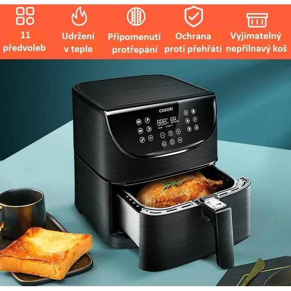 Cosori CP158-AF PREMIUM teplovzdušná fritéza 5,5 L + 5x špíz a gril. rošt čierna - Fritézy - Obrázok a7e2c5dcb9c041b0a1845950b48738ef