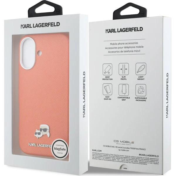 Karl Lagerfeld PU Karl a Choupette Heads Pins MagSafe kryt iPhone 17 oranžový - Puzdra - Obrázok a7e9f773a1c74fcb91fe726a47808a02
