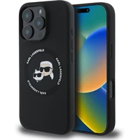 Karl Lagerfeld Liquid Silicone K&CH Heads MagSafe kryt iPhone 16 Pro Max čierny - Puzdra