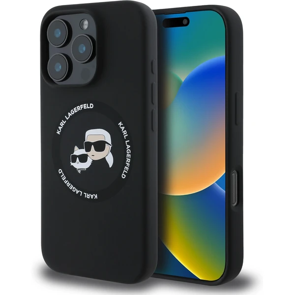 Karl Lagerfeld Liquid Silicone K&CH Heads MagSafe kryt iPhone 16 Pro Max čierny - Puzdra - Hlavný obrázok
