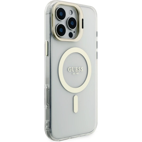 Guess PC/TPU Electroplated Stand Camera Frame MagSafe kryt s vymeniteľným pozadím iPhone 16 Pro Max  - Puzdra - Obrázok a816f0505b284f678df29253c1793e0d