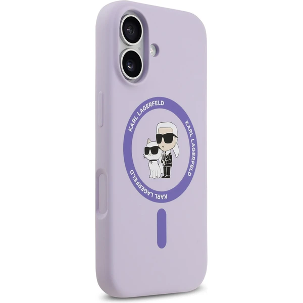 Karl Lagerfeld Liquid Silicone Karl a Choupette MagSafe kryt iPhone 17 fialový - Puzdra - Obrázok a83744d125c44aa18e8493a4d4cd48a7