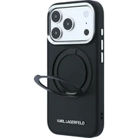 Karl Lagerfeld PU Saffiano Ring Stand MagSafe kryt iPhone 18 Pro Max čierny - Puzdra