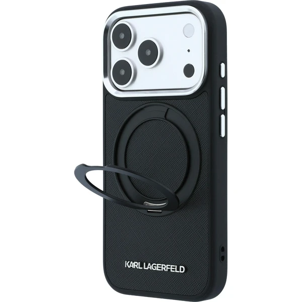 Karl Lagerfeld PU Saffiano Ring Stand MagSafe kryt iPhone 18 Pro Max černý - Puzdra - Obrázok a837cc44bde24250a8066faaf0e92d04