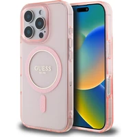 Guess IML Glitter Ring MagSafe kryt pre iPhone 16 Pre ružový - Puzdra