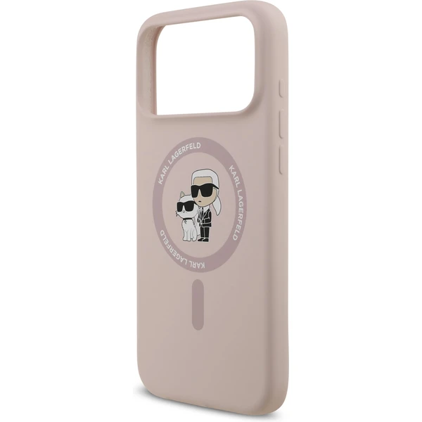 Karl Lagerfeld Liquid Silicone Karl a Choupette MagSafe kryt iPhone 17 Pro Max ružový - Puzdra - Obrázok a870c73a6591427e8b109010c72f73d1