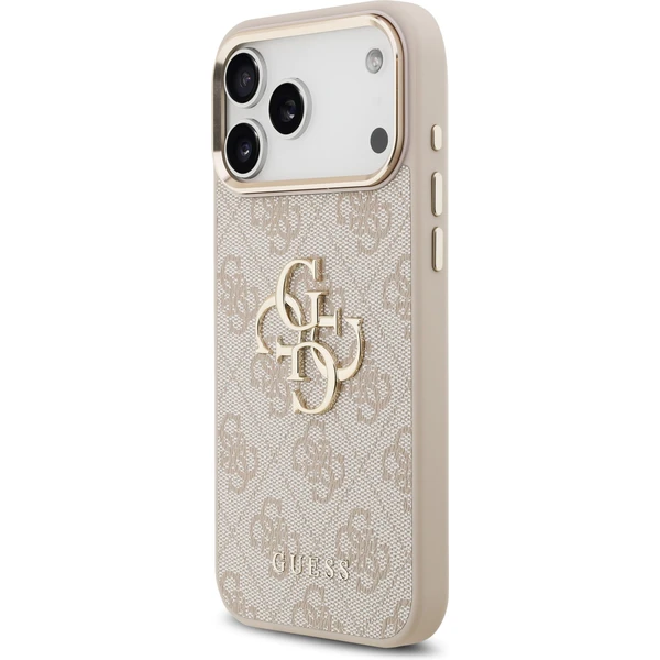 Guess PU Leather 4G Metal Logo Gold Frame MagSafe kryt iPhone 17 Pro Max ružový - Puzdra - Obrázok a87fe6d0b04c4403a4e922e4b4a4faff