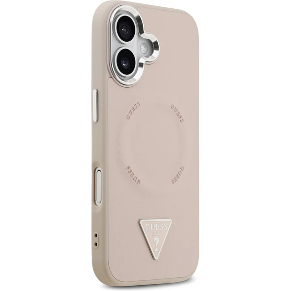 Guess PU Leather Triangle Logo MagSafe kryt iPhone 17 ružový - Puzdra - Obrázok a8b767a0ae104e61998bac8e29cfb486