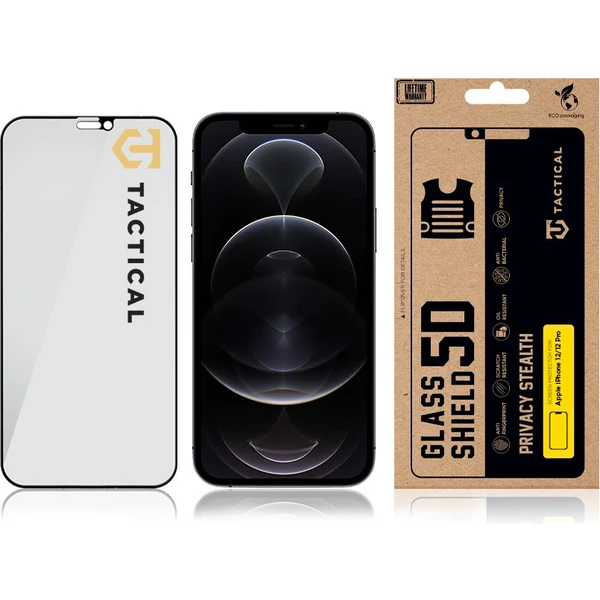 Tactical Glass Shield Privacy Stealth 5D sklo Apple iPhone 12/12 Pro čierne - Ochranné fólie a sklo - Obrázok a8e6463eac50467a8d2db2b11552181c