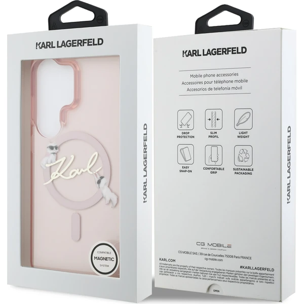 Karl Lagerfeld IML Choupette Karl Script Logo Magnetický kryt Samsung Galaxy S26 Ultra ružový - Puzdra - Obrázok a90acda7c1ca40568501333d33385322
