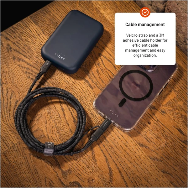 FIXED nabíjací kábel s USB-C/USB-C a Lightning, 3m, MFi, PD 60W, sivý - Káble - Obrázok a9117c3a8d83458e843d8b5437d24162