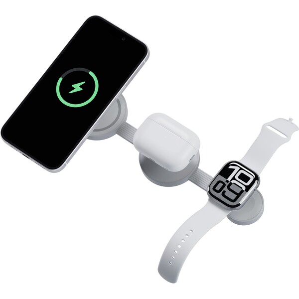 E-shop Energea Bazic GoMag Trio 2 3v1 Foldable MagSafe nabíjačka 15W svetlo šedá