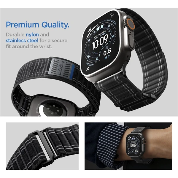 Spigen Fabric Band remienok (suchý zips) Apple Watch 49/46/45/44mm čierny - Remienky - Obrázok a98205bb96b04be39f66618540619ce7