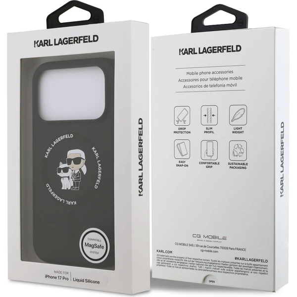 Karl Lagerfeld Liquid Silicone Karl and Choupette MagSafe kryt iPhone 18 Pro černý - Puzdra - Obrázok a98c9a339cd2406a9fdbf685dcae78a4