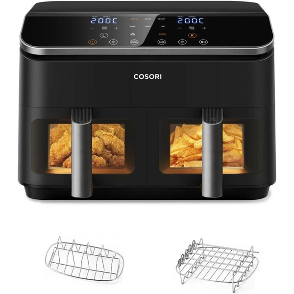 Cosori Dual Basket teplovzdušná fritéza 8,5 l + 5x špíz a rošt čierna - Fritézy - Hlavný obrázok