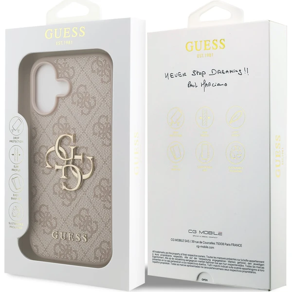 Guess PU 4G Metal Logo kryt iPhone 17 ružový - Puzdra - Obrázok a9ad0366bb9c410989d523950ebe46e4